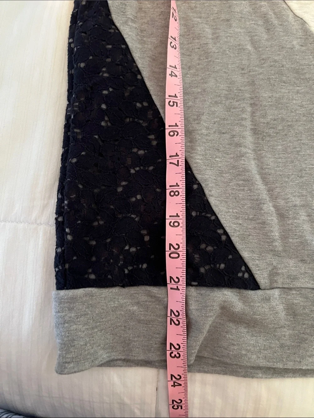 J. Crew Women's Crewneck Colorblock Sweatshirt with lace - Gray & Navy